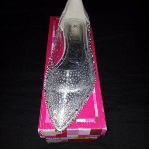 Brand New Never Worn Women Sliver&Clear See Through Flats In Size 6.5 For $40
